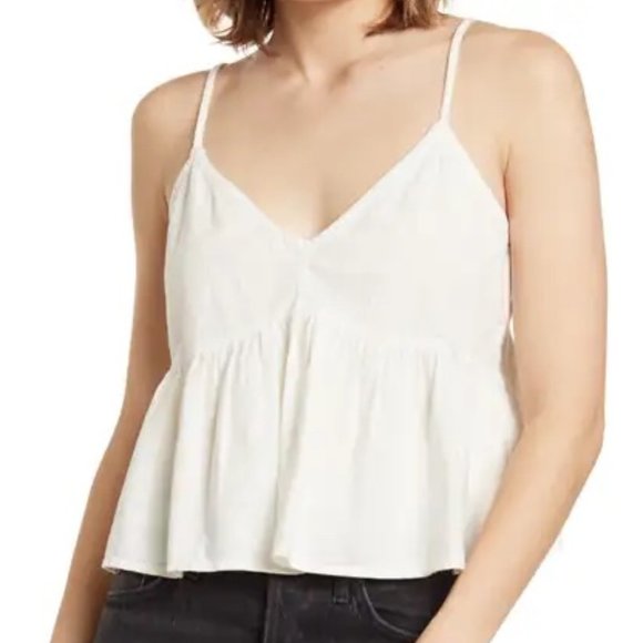 Textured Cotton Peplum Tank Top - Picture 1 of 10